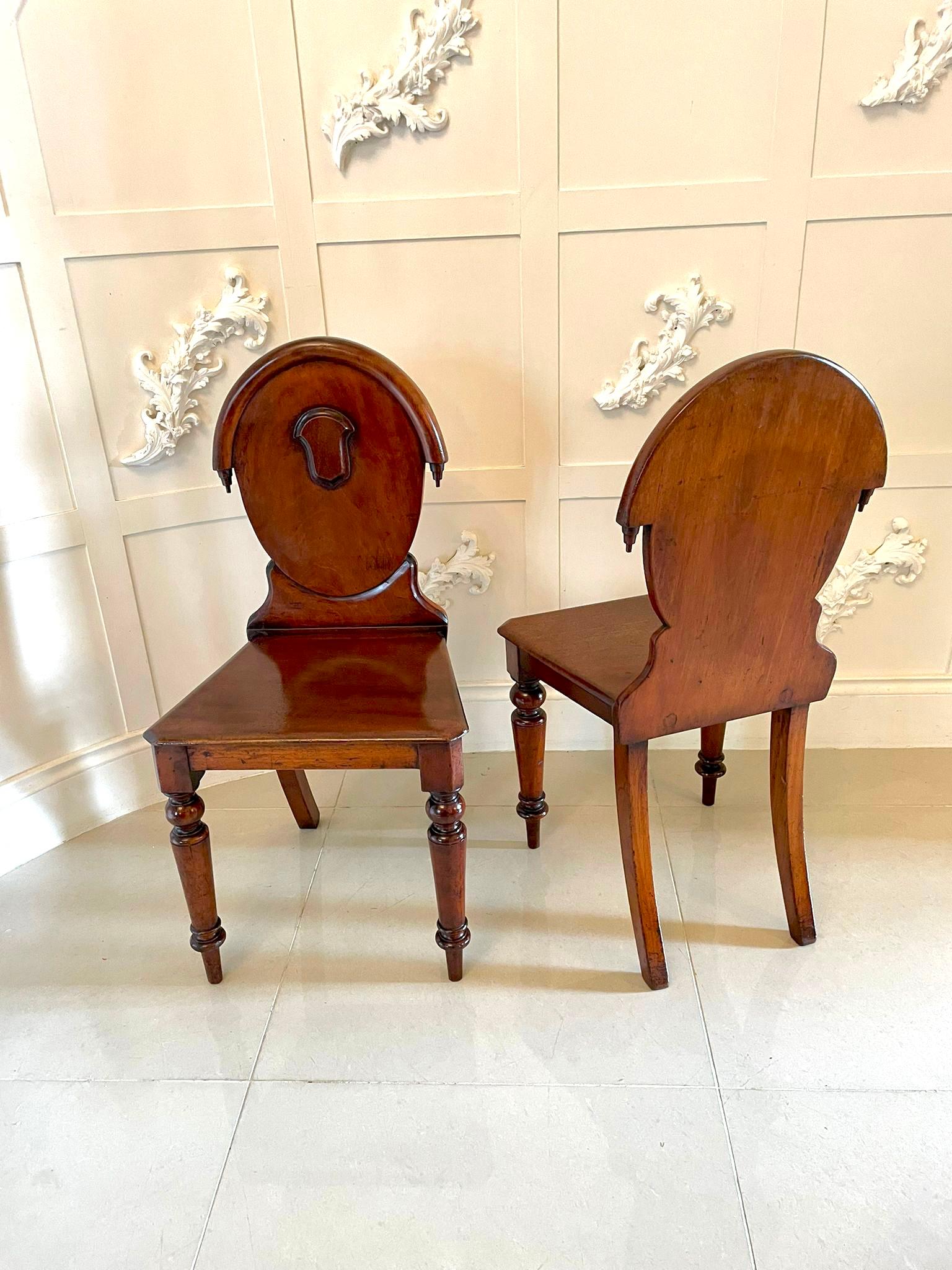 ​​Pair of Antique Victorian Mahogany Hall Chairs 6