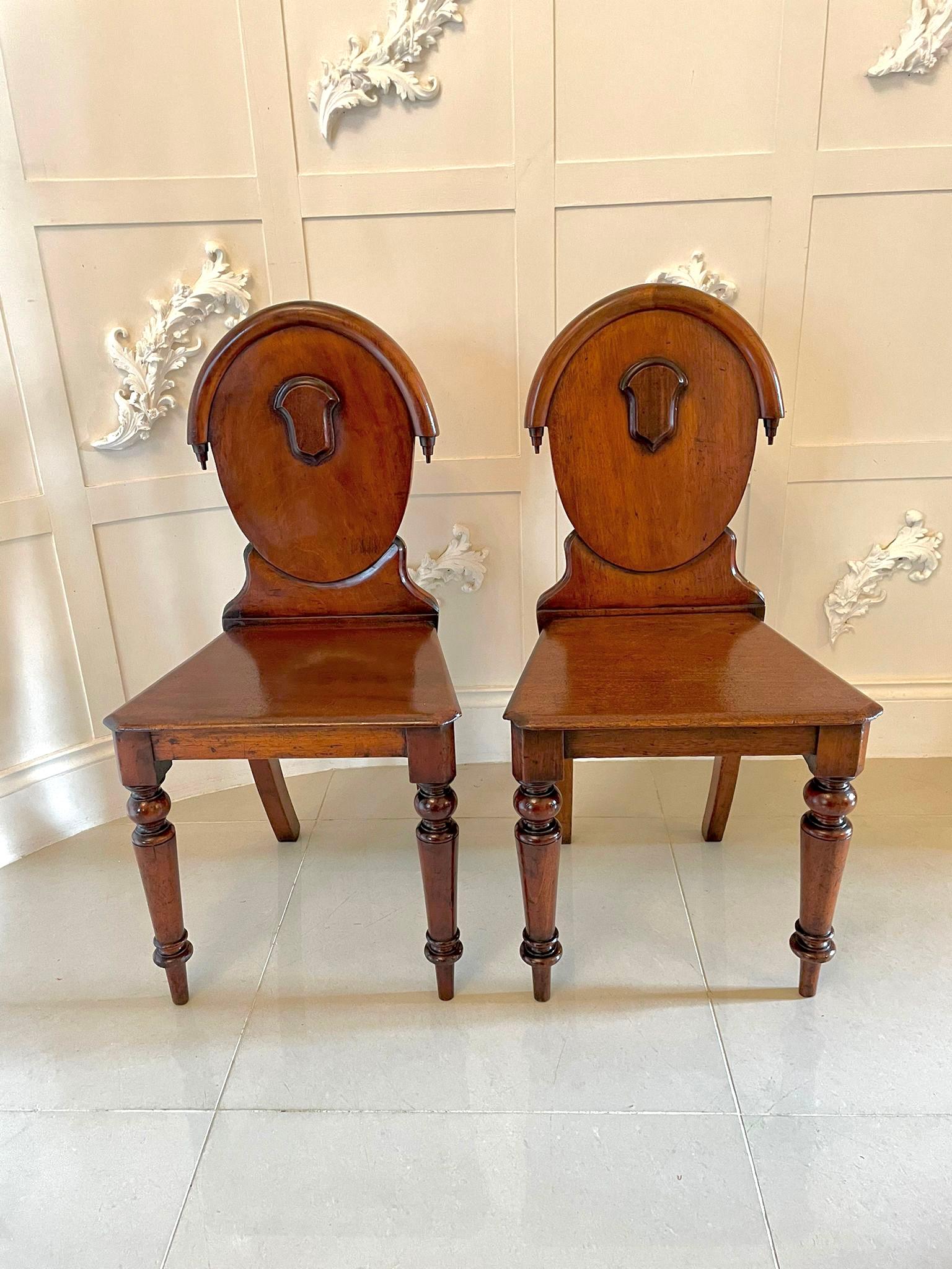 ​​Pair of Antique Victorian Mahogany Hall Chairs 7