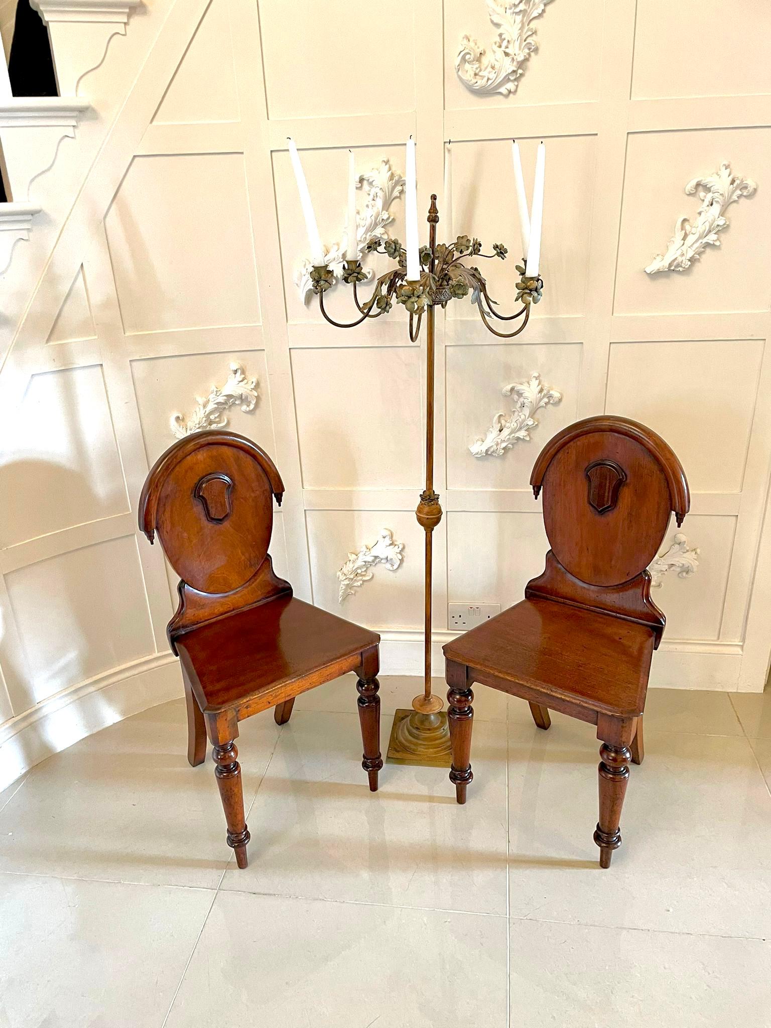 ​​Pair of Antique Victorian Mahogany Hall Chairs In Good Condition In Suffolk, GB