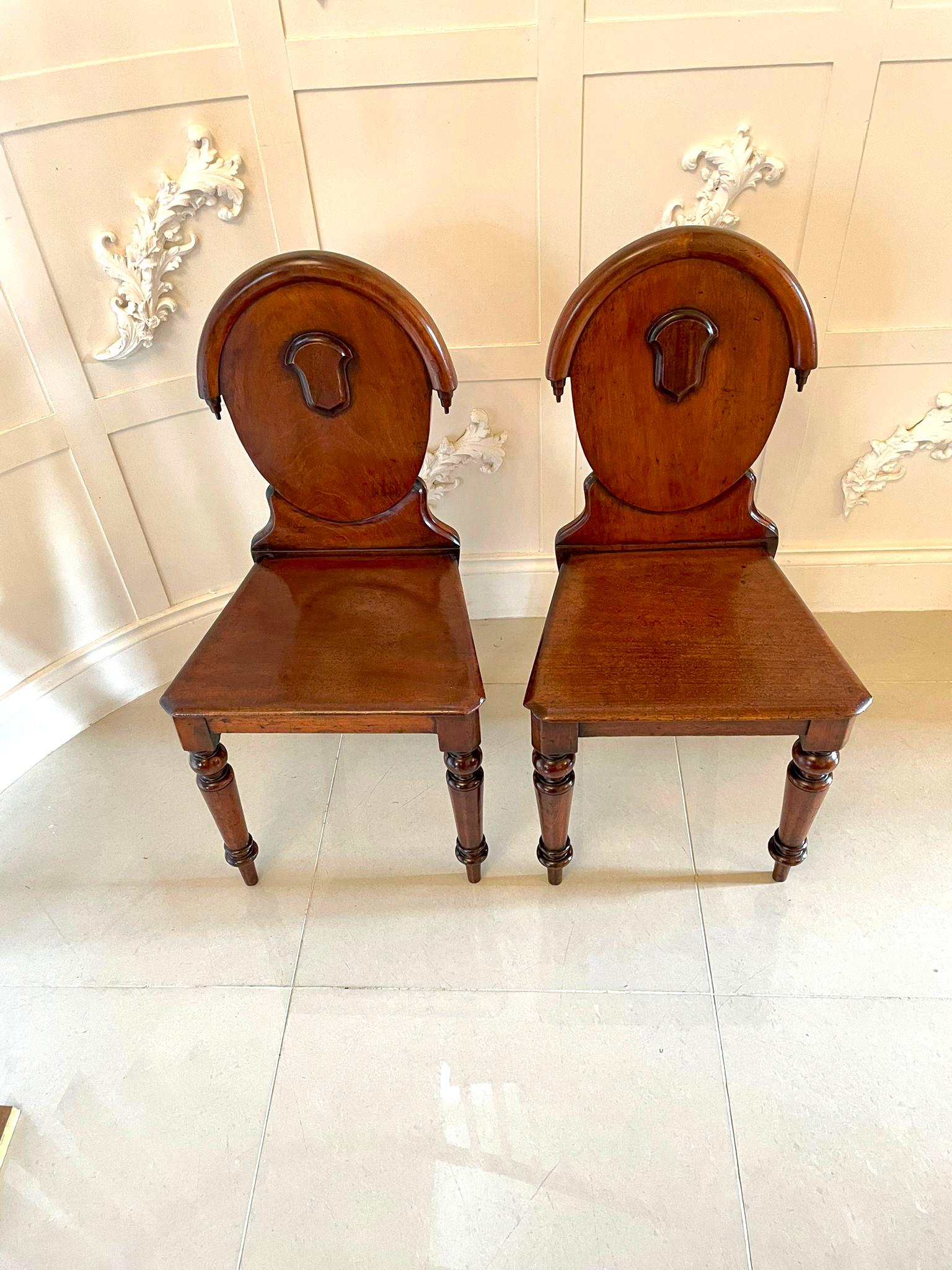 ​​Pair of Antique Victorian Mahogany Hall Chairs 1