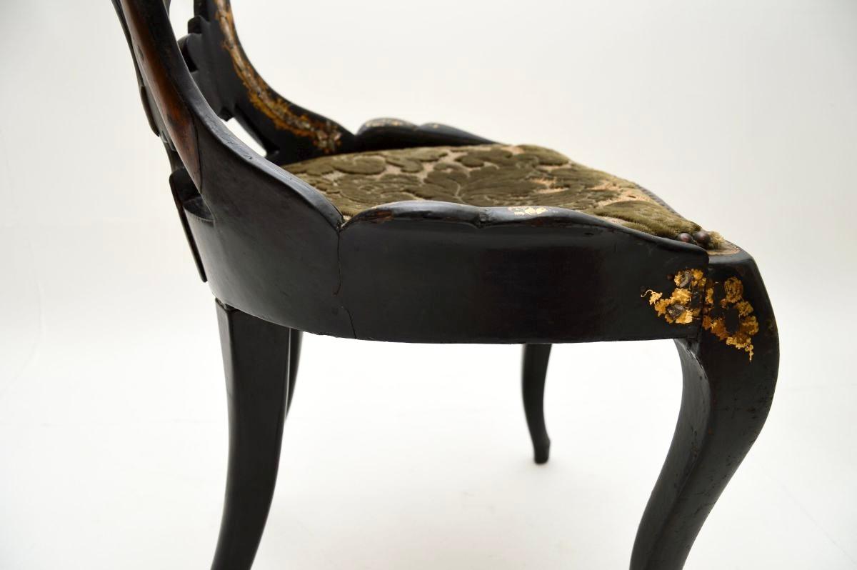 Pair of Antique Victorian Papier Mache Chairs For Sale 5