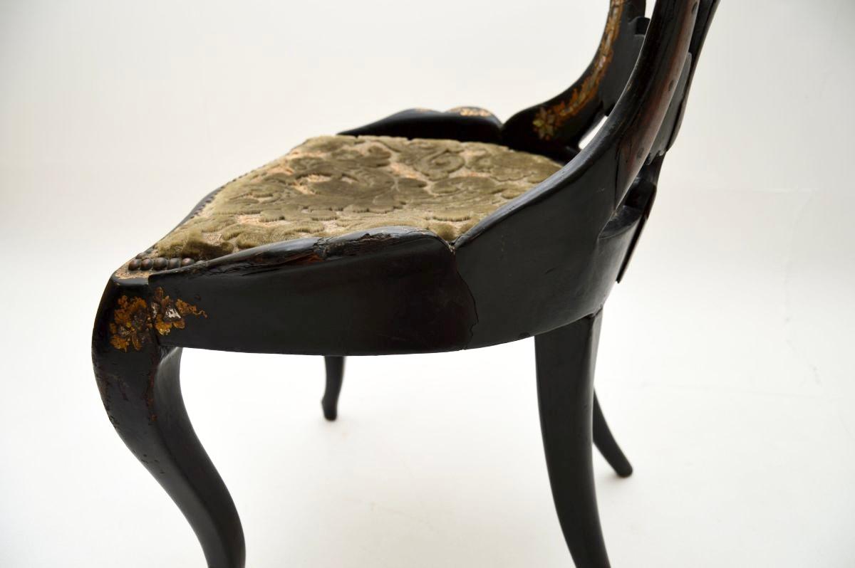 Pair of Antique Victorian Papier Mache Chairs For Sale 6