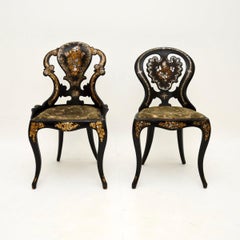 Pair of Antique Victorian Papier Mache Chairs