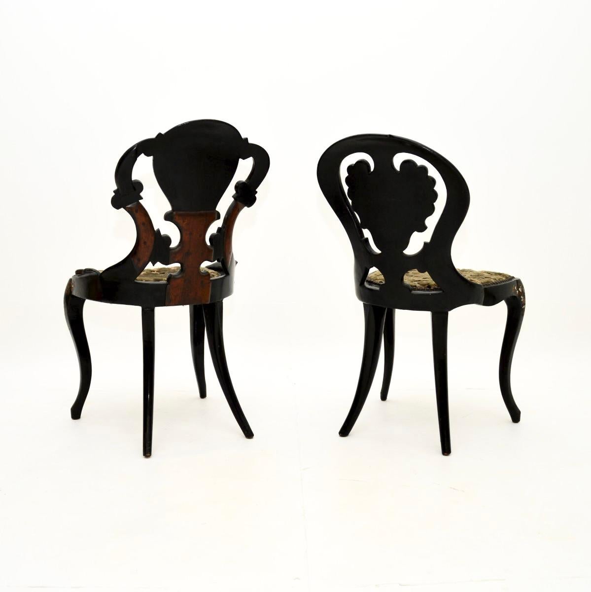British Pair of Antique Victorian Papier Mache Chairs For Sale