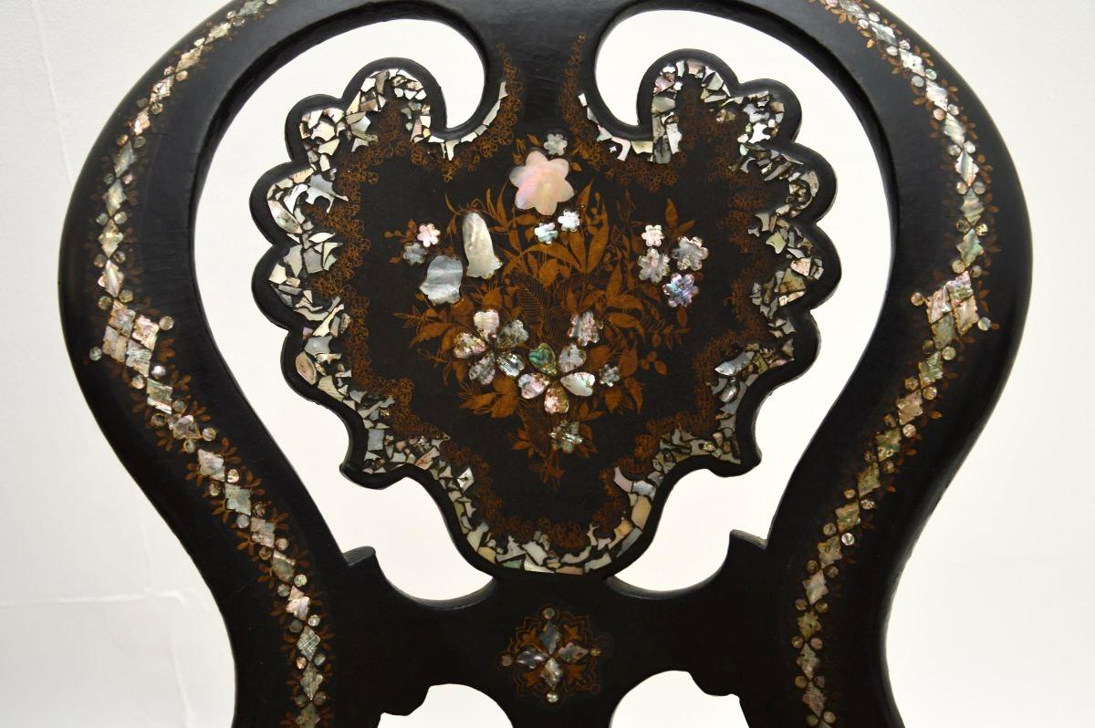 Pair of Antique Victorian Papier Mache Chairs For Sale 2
