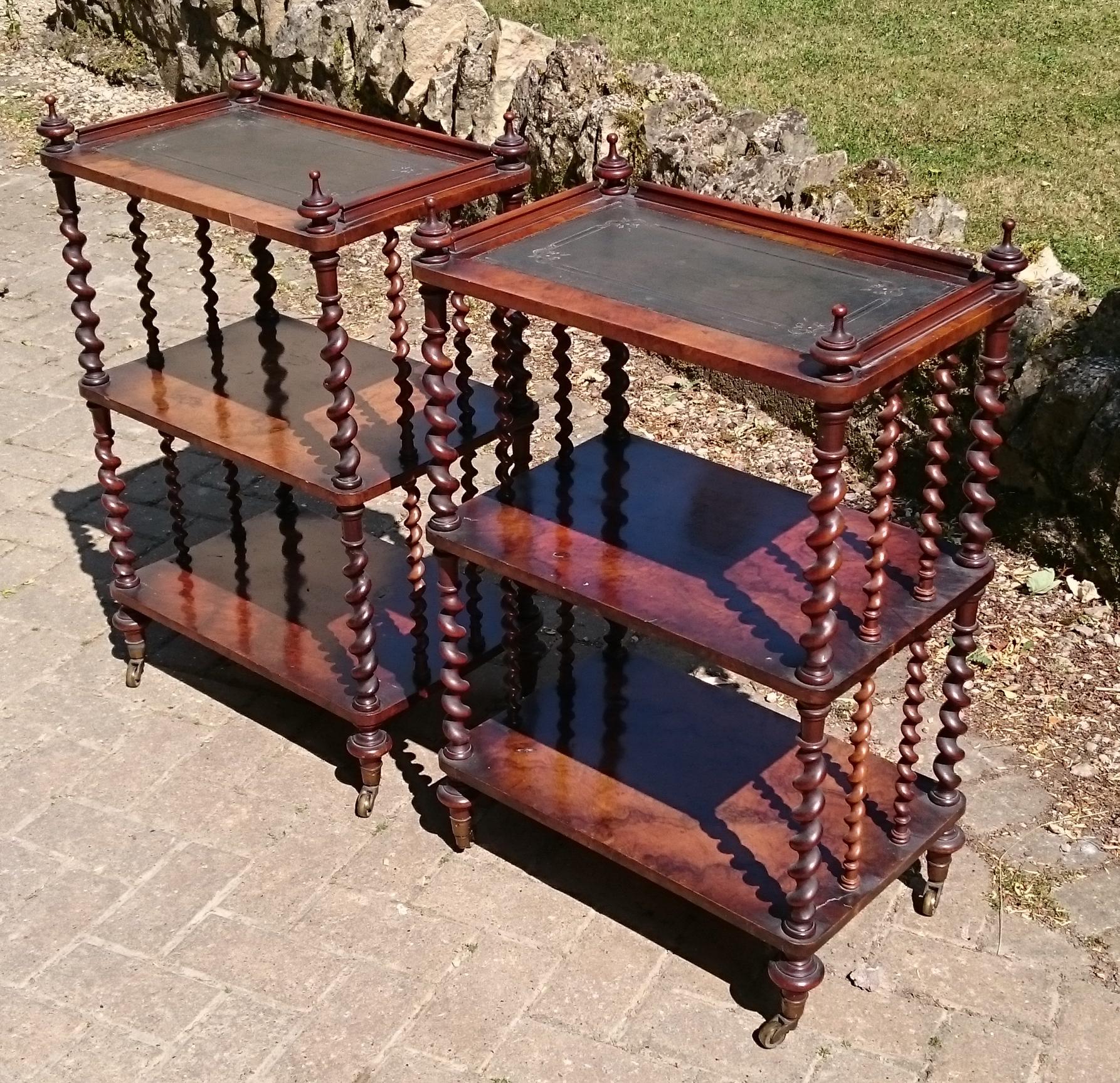 British Pair of Antique Victorian Period Antique Whatnots by Howard and Sons of London For Sale