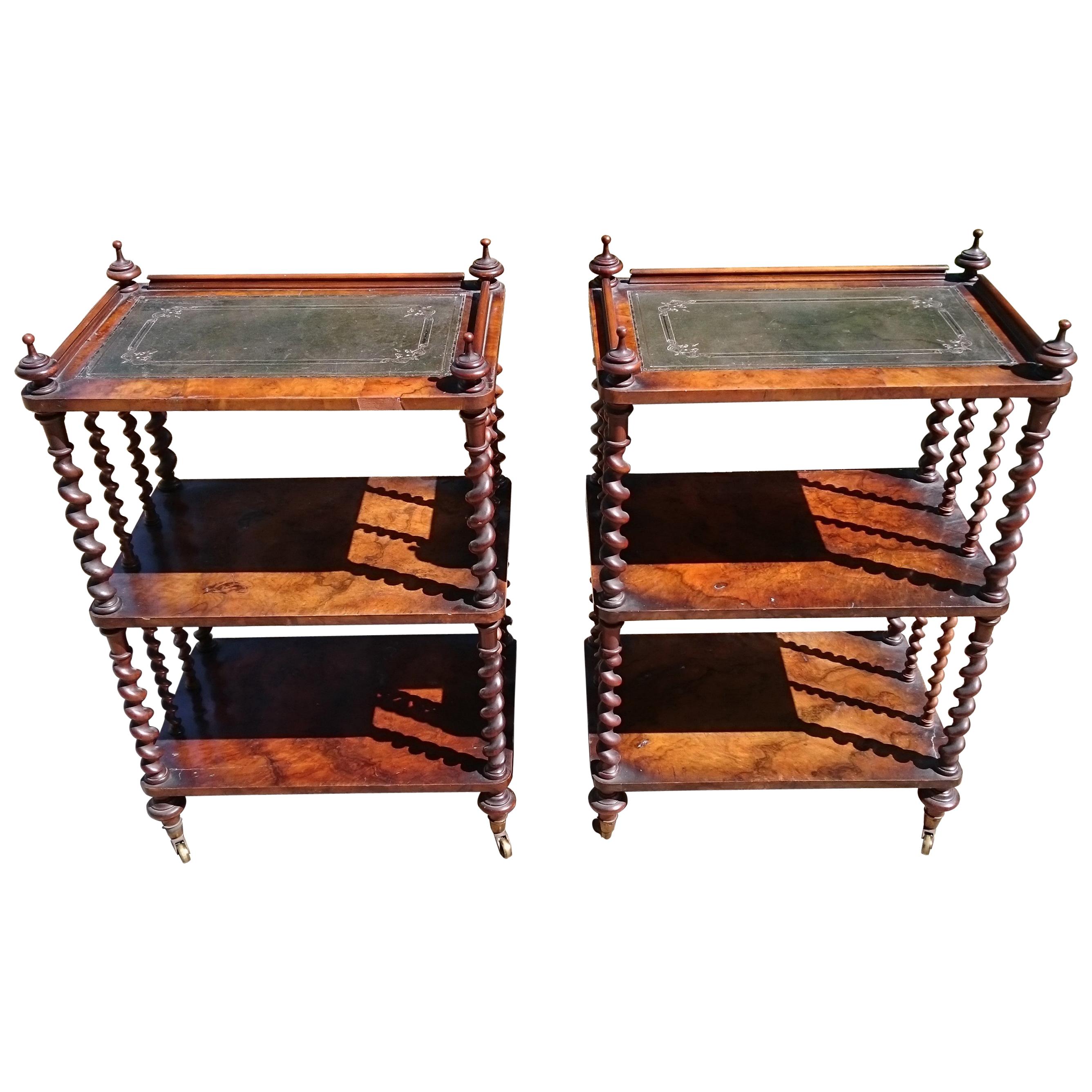 Pair of Antique Victorian Period Antique Whatnots by Howard and Sons of London For Sale