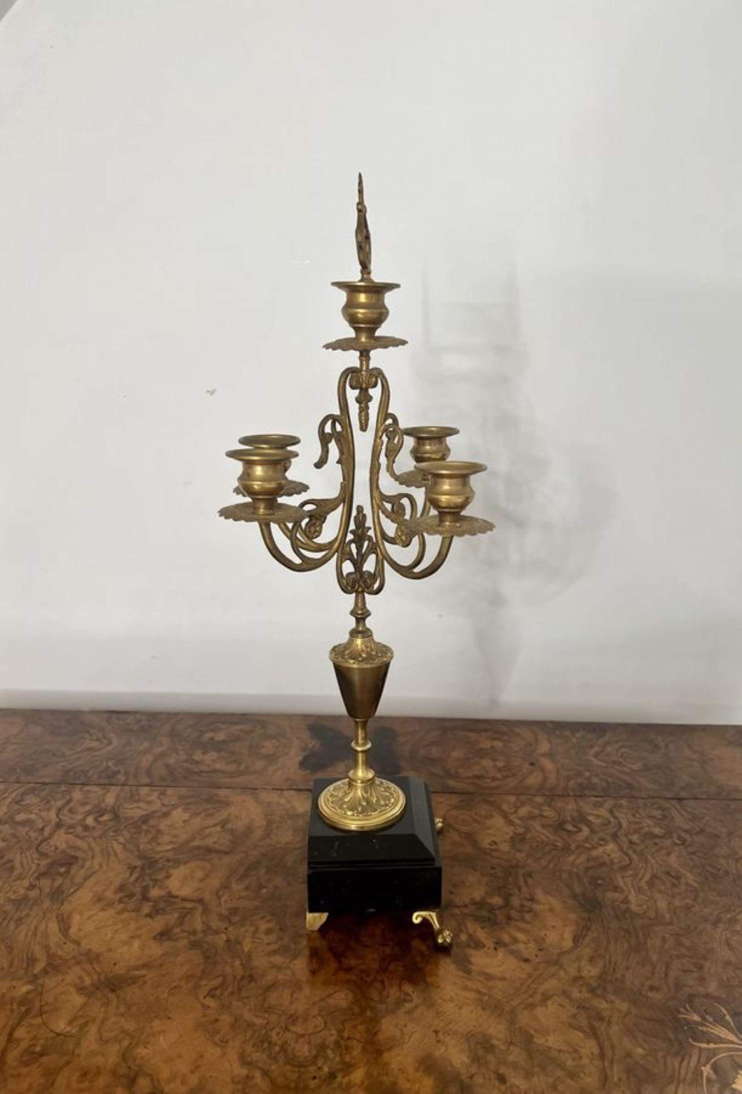 Pair of antique Victorian quality brass and marble candelabras  For Sale 1