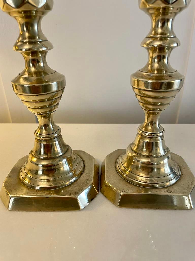 English Pair of Antique Victorian Quality Brass Candlesticks