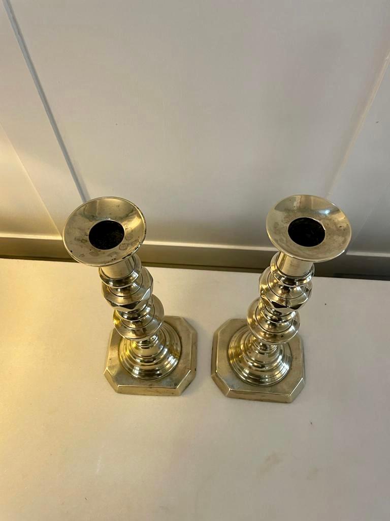Pair of Antique Victorian Quality Brass Candlesticks In Good Condition In Suffolk, GB