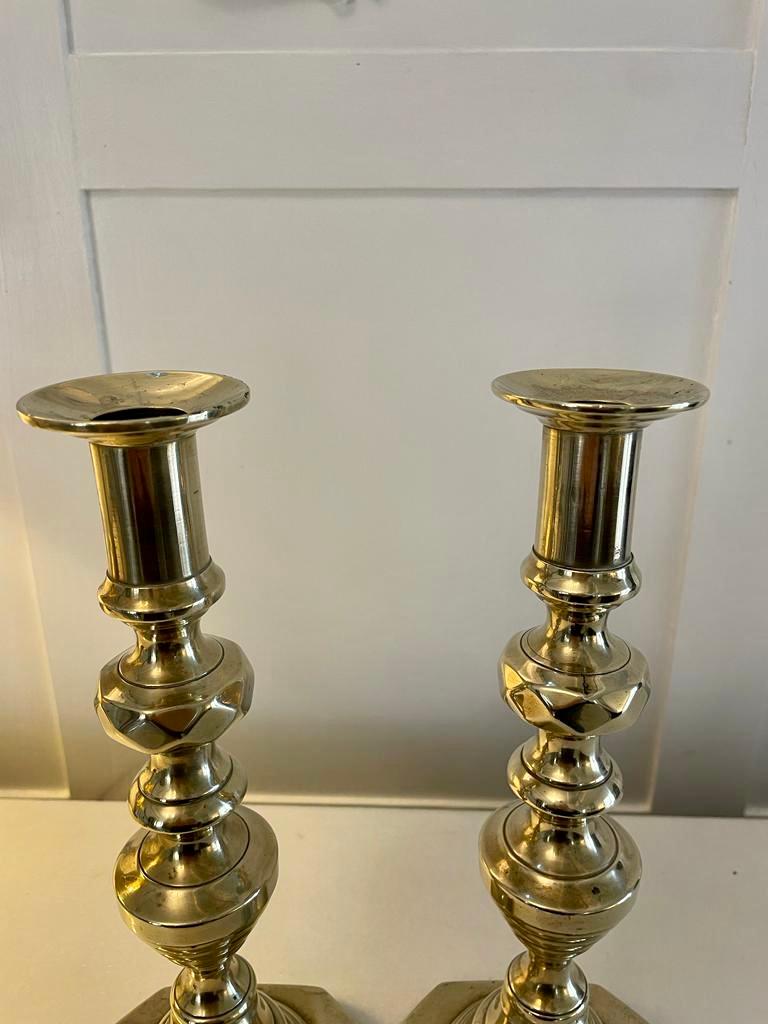 Pair of Antique Victorian Quality Brass Candlesticks 1