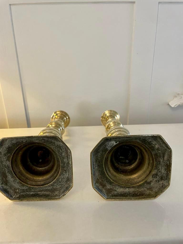 Pair of Antique Victorian Quality Brass Candlesticks 2