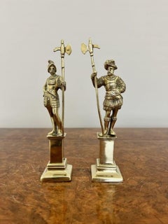 Pair of antique Victorian quality brass figures of cavaliers