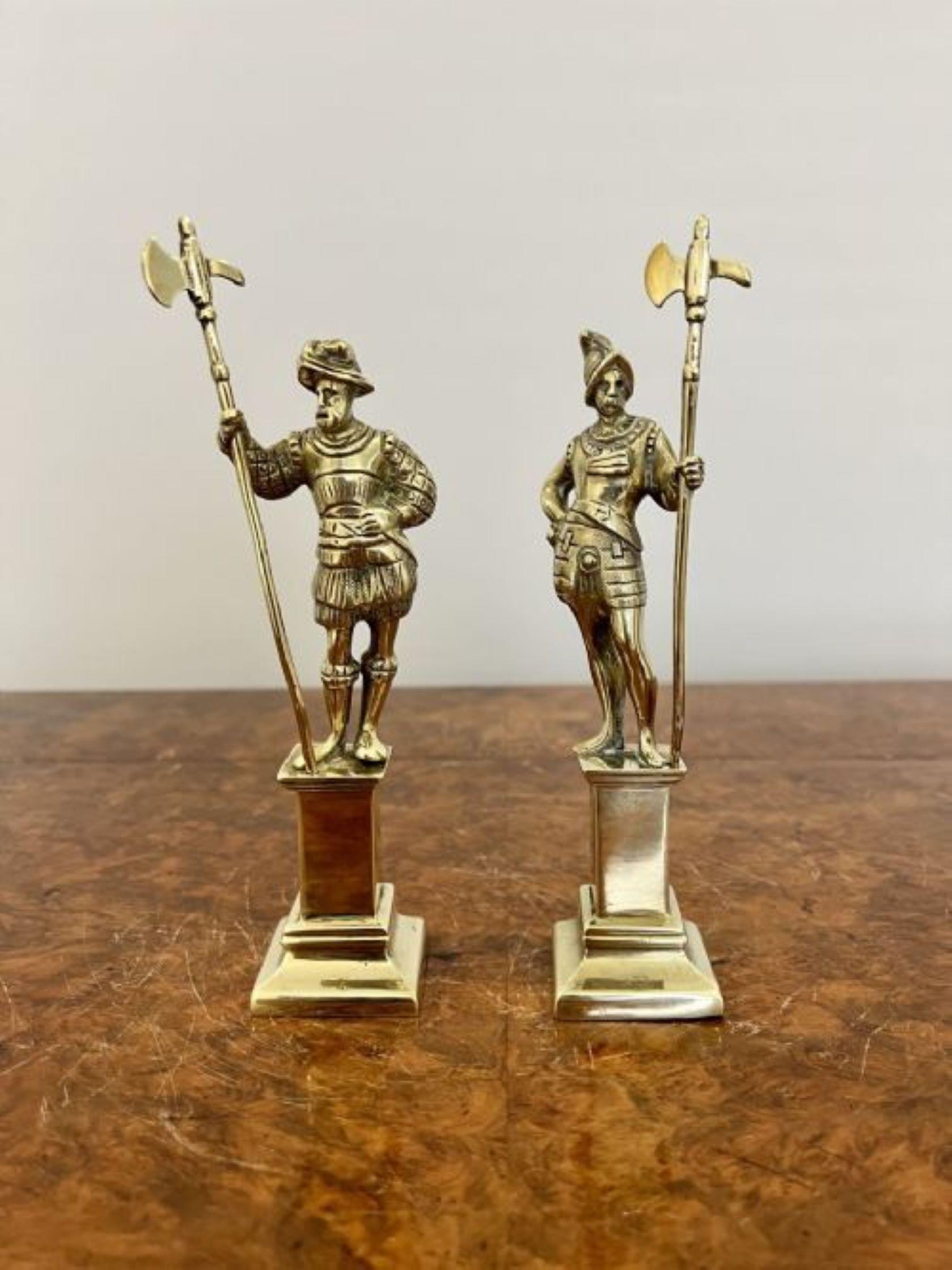 Brass Pair of antique Victorian quality brass figures of cavaliers  For Sale