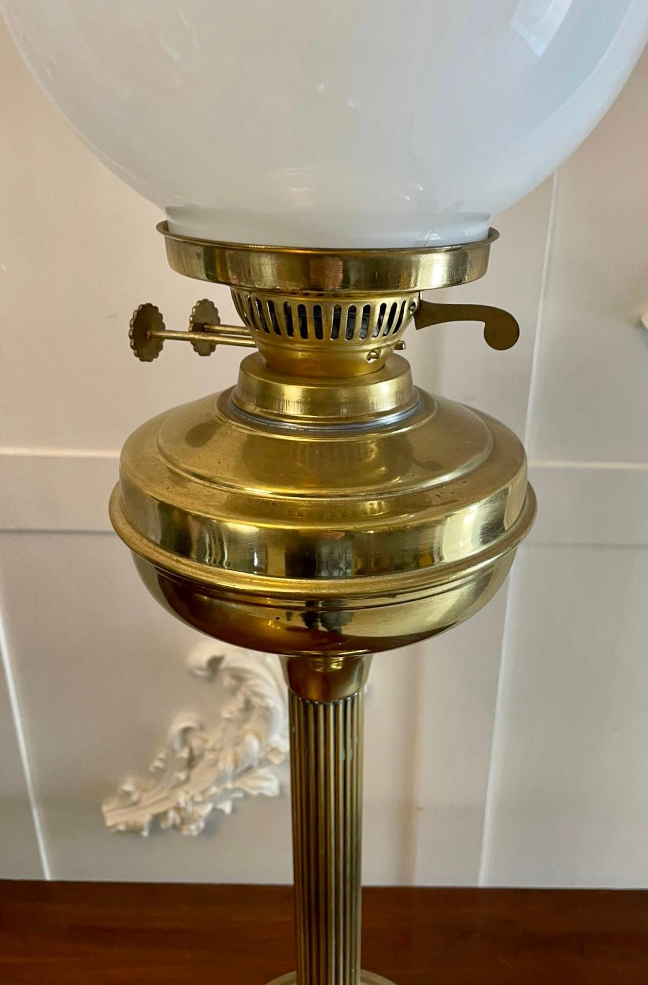 Pair of Antique Victorian Quality Brass Oil Lamps at 1stDibs