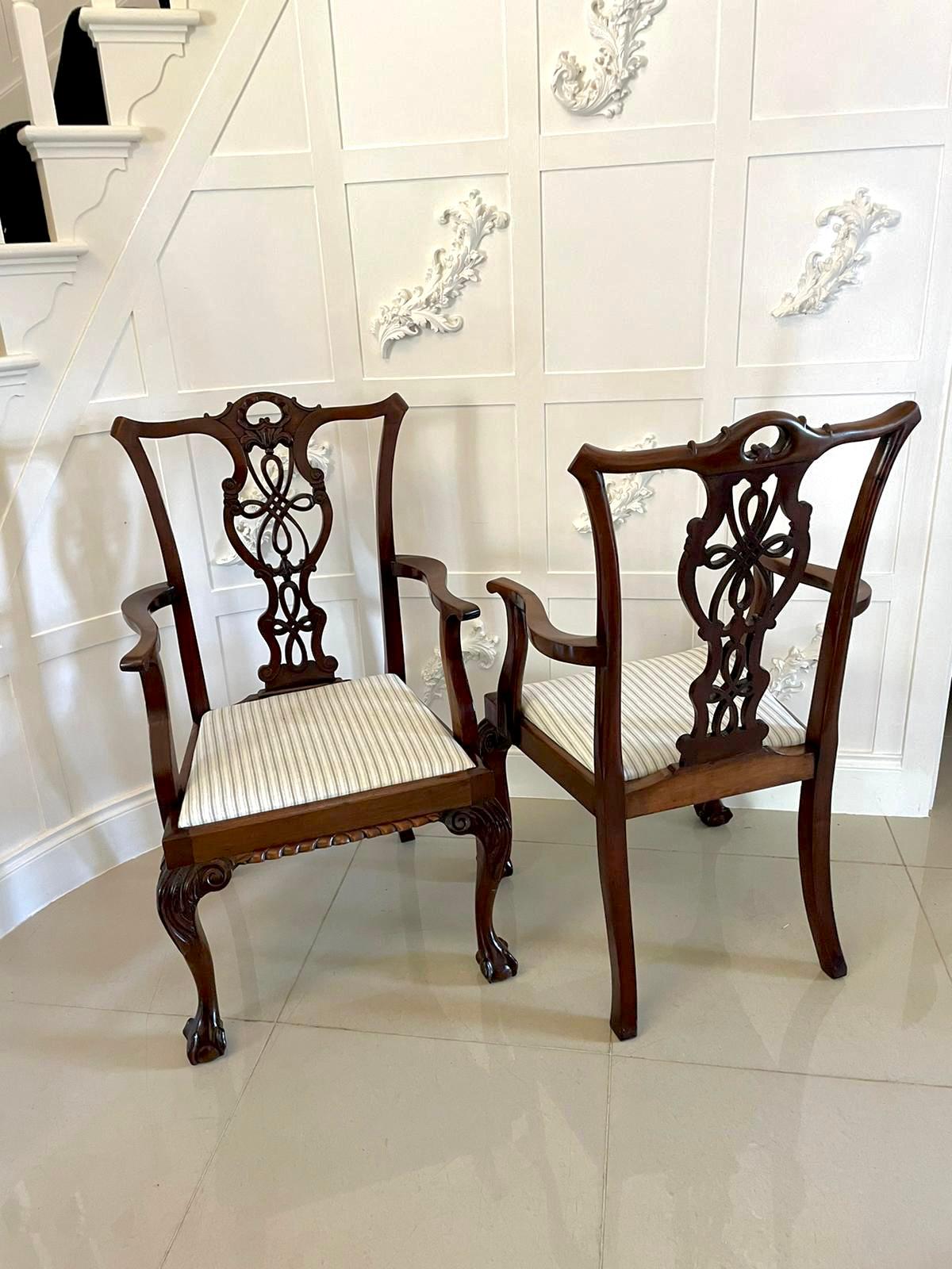 Pair of Antique Victorian Quality Carved Mahogany Desk Chairs In Good Condition For Sale In Suffolk, GB