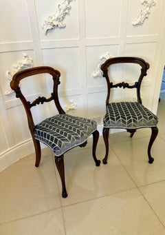 Pair of Antique Victorian Quality Carved Rosewood Side Chairs
