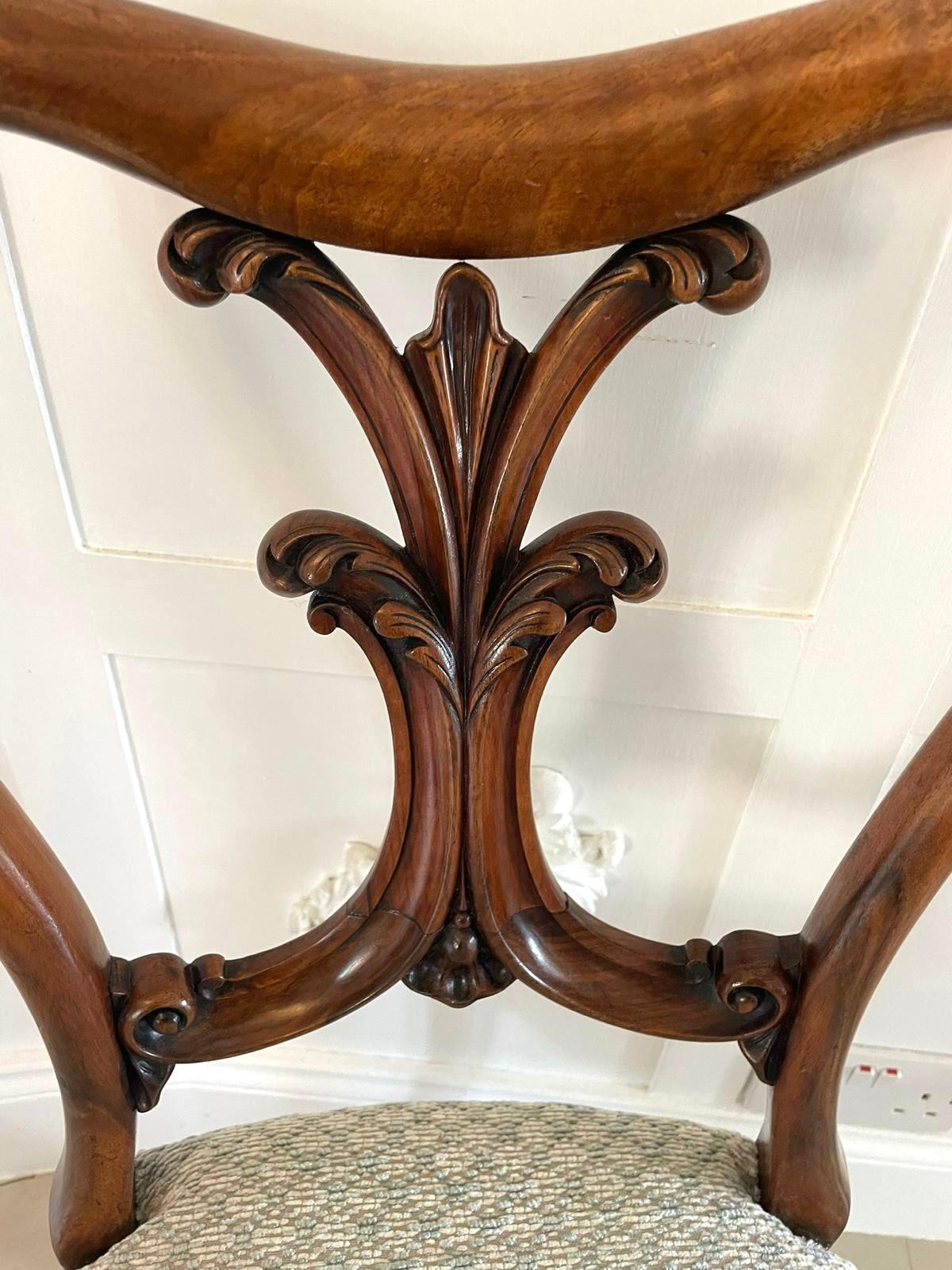 Pair of Antique Victorian Quality Carved Walnut Side Chairs For Sale 7