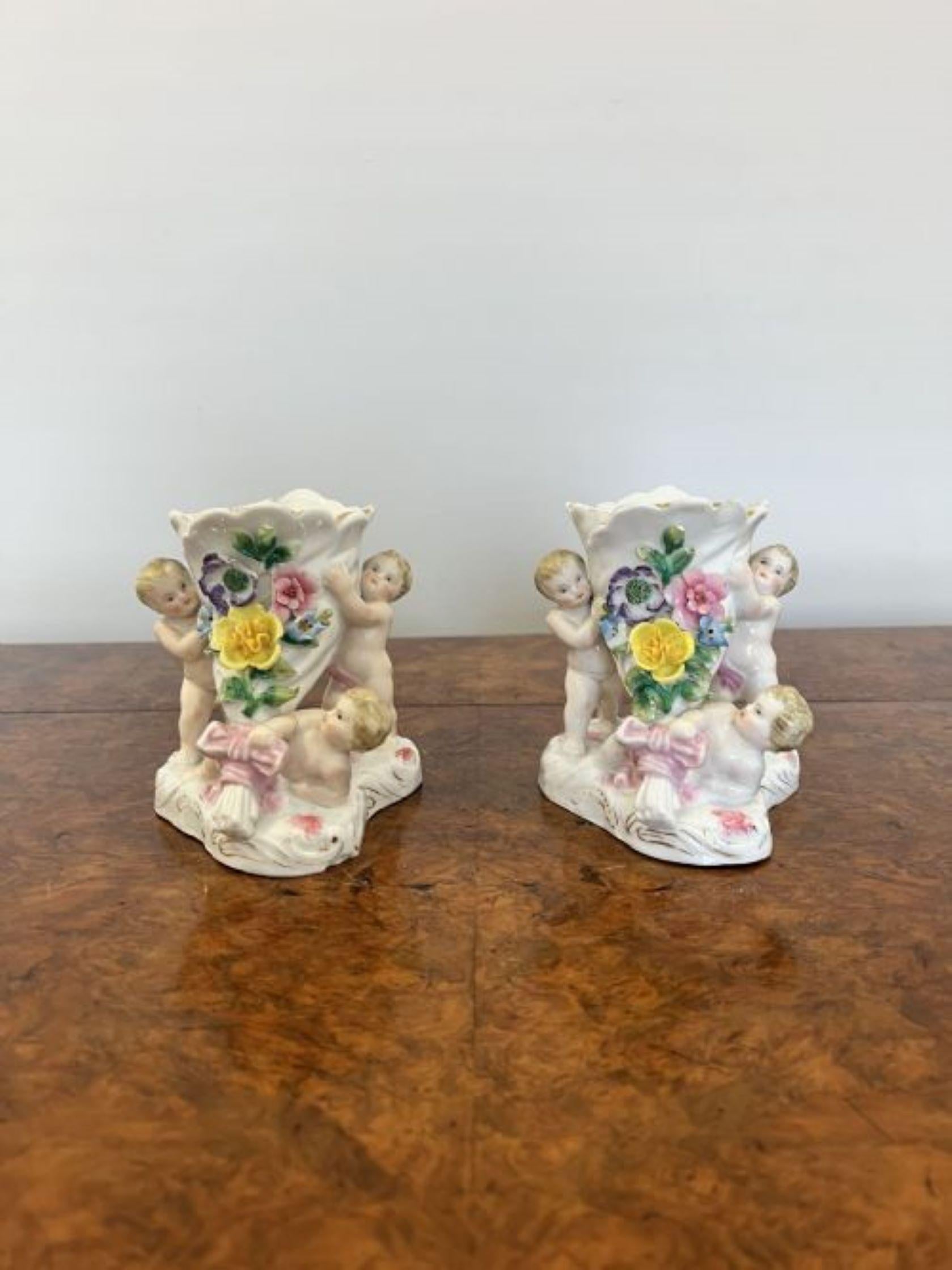 Porcelain Pair of antique Victorian quality continental vases  For Sale