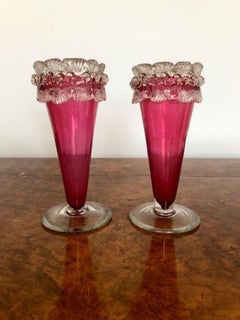 Pair of antique Victorian quality cranberry vases