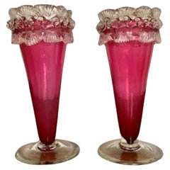 Pair of antique Victorian quality cranberry vases