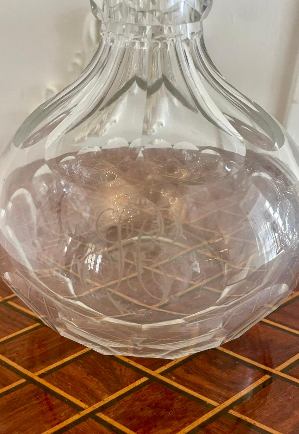 Pair of Antique Victorian Quality Cut Glass Decanters  In Good Condition For Sale In Suffolk, GB