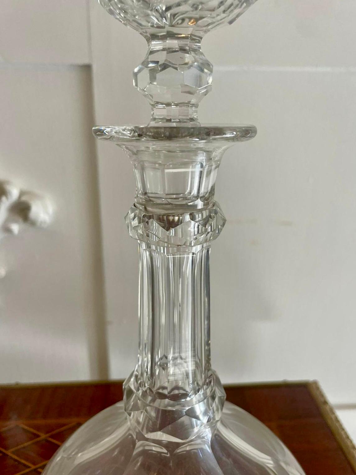 19th Century Pair of Antique Victorian Quality Cut Glass Decanters  For Sale