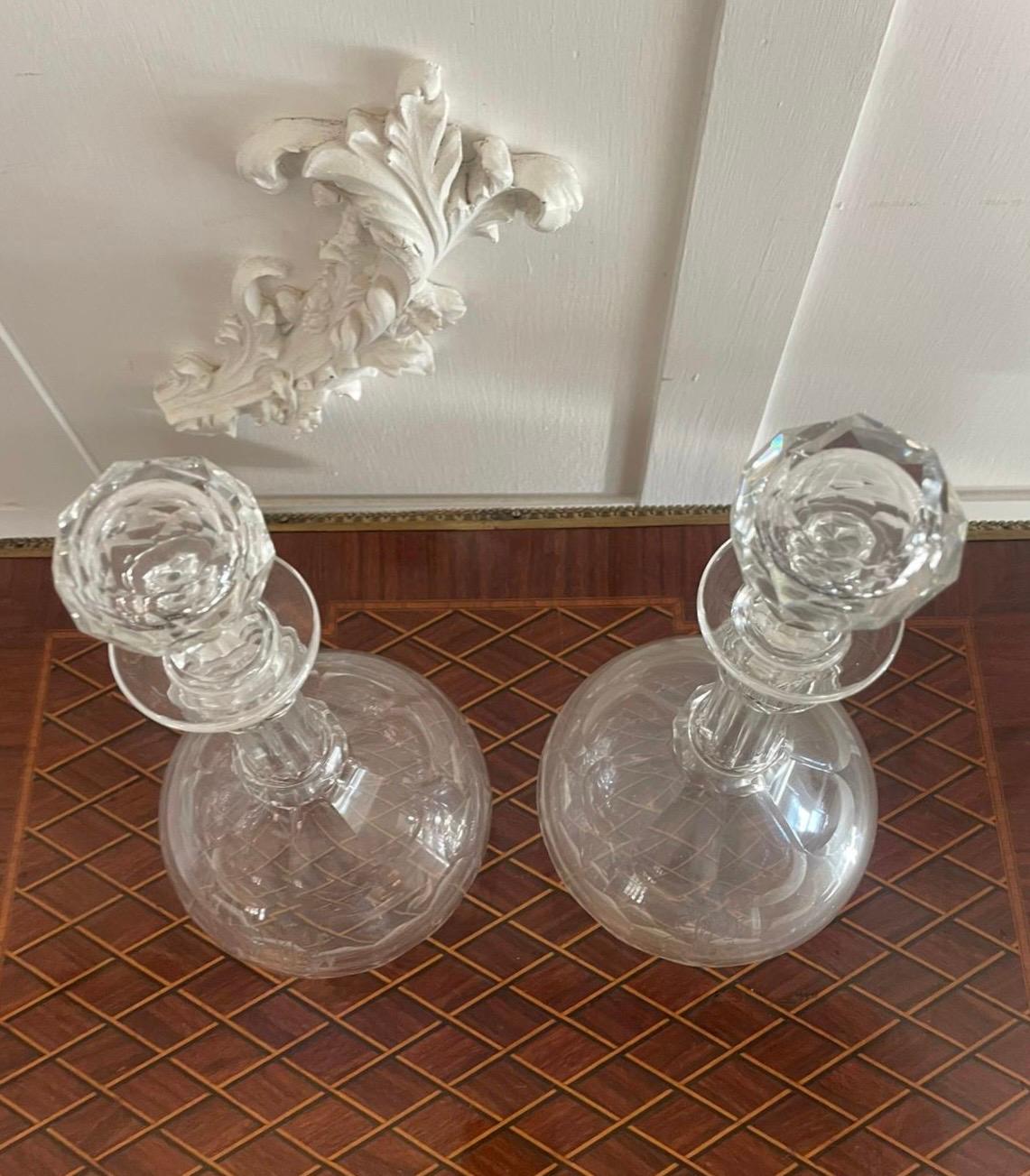Pair of Antique Victorian Quality Cut Glass Decanters  For Sale 4