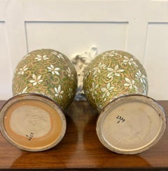 Pair of Antique Victorian Quality Doulton Slater Stoneware Vases