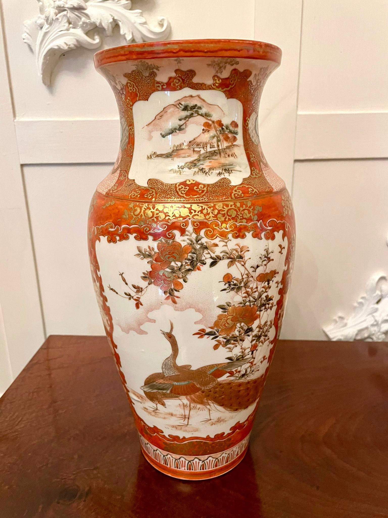Pair of Antique Victorian Quality Japanese Kutani Porcelain Vases For Sale 4