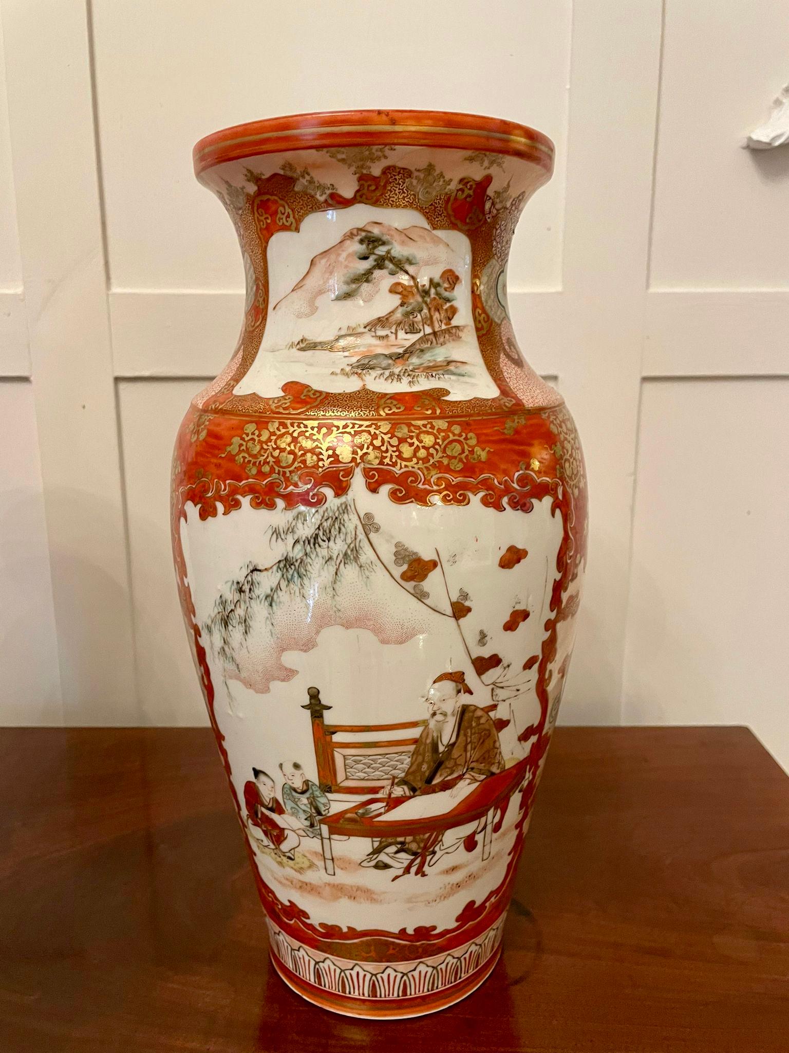 Pair of Antique Victorian Quality Japanese Kutani Porcelain Vases For Sale 5