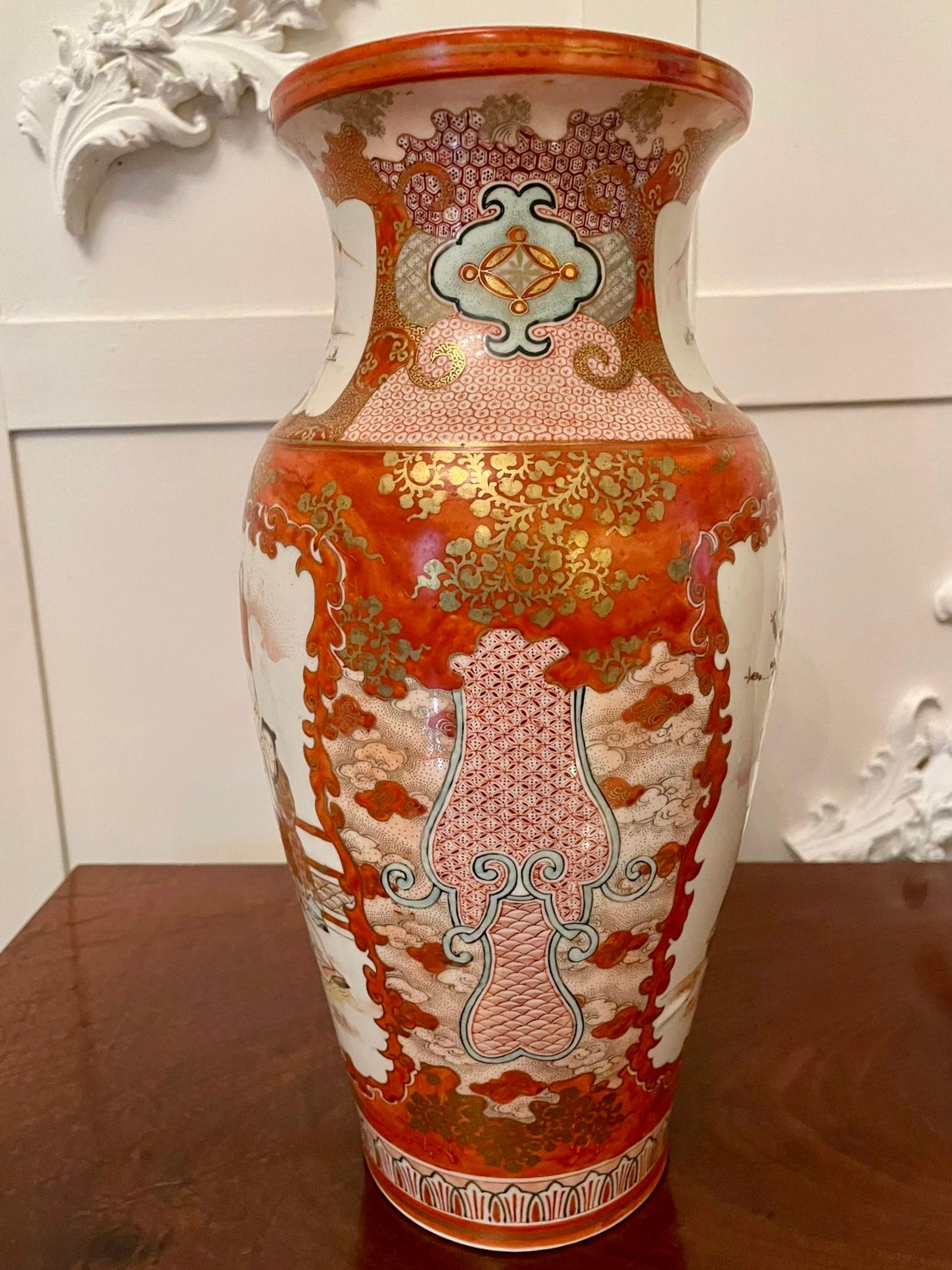 19th Century Pair of Antique Victorian Quality Japanese Kutani Porcelain Vases For Sale