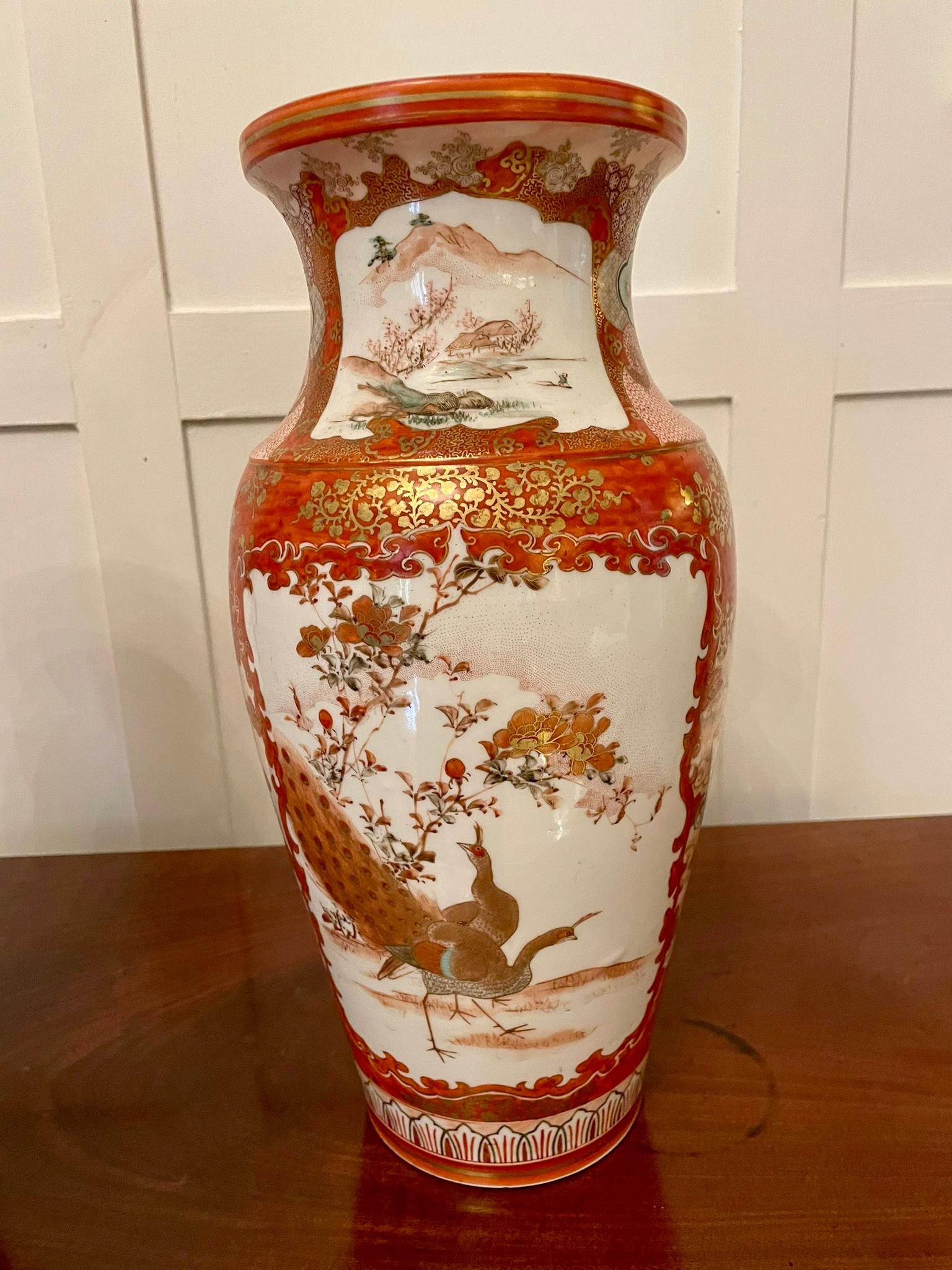 Pair of Antique Victorian Quality Japanese Kutani Porcelain Vases For Sale 1