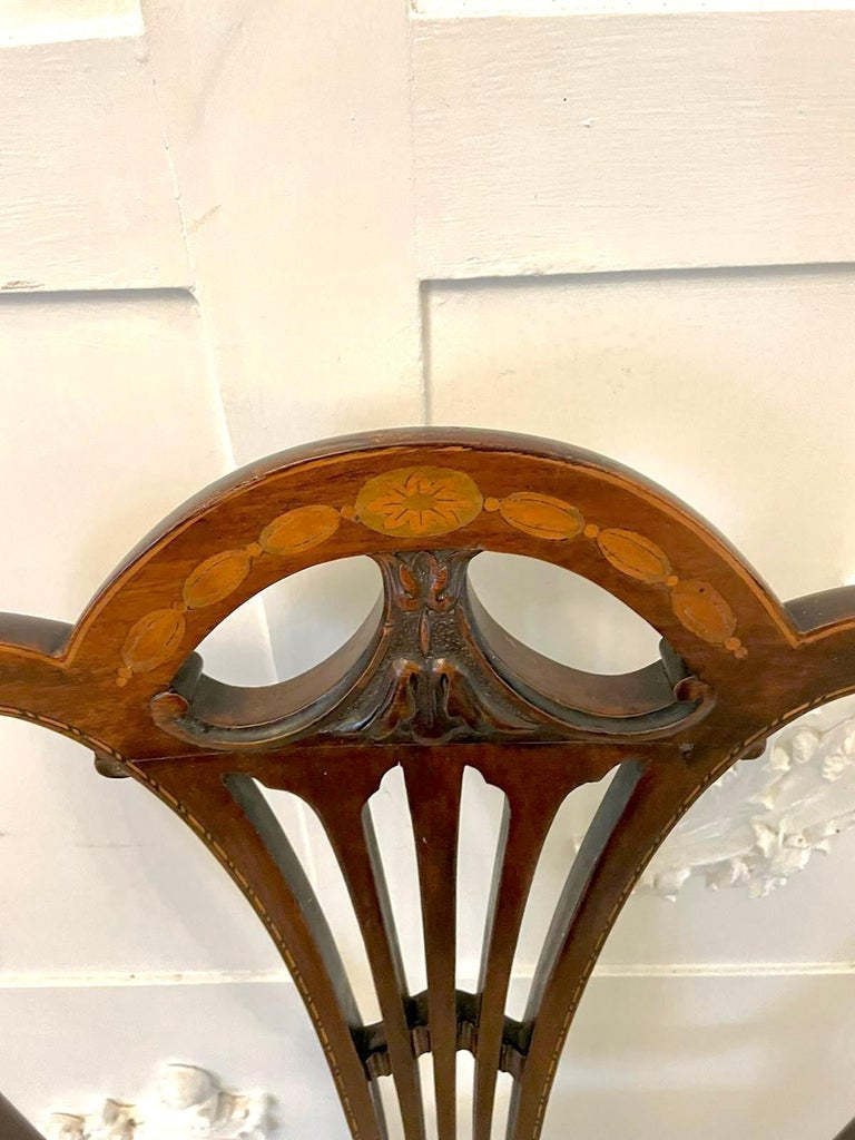 Pair of Antique Victorian Quality Mahogany Inlaid Side Chairs For Sale ...