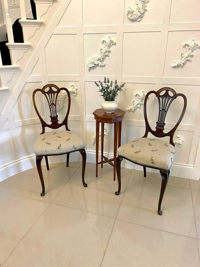 Pair of Antique Victorian Quality Mahogany Inlaid Side Chairs For Sale ...