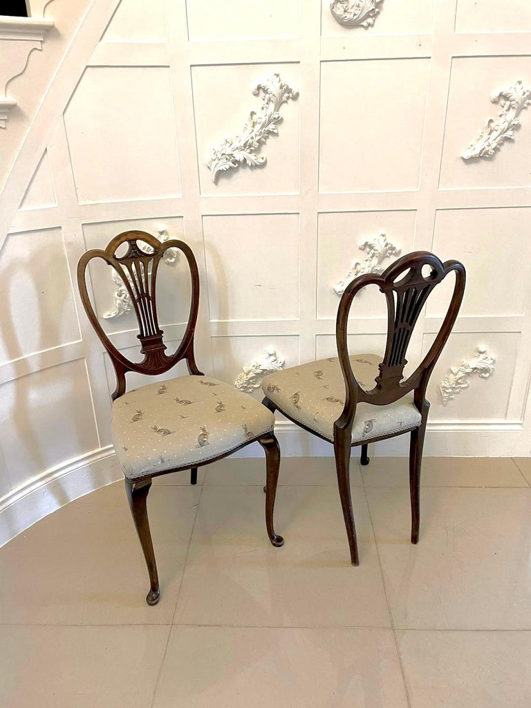 Pair of Antique Victorian Quality Mahogany Inlaid Side Chairs For Sale ...