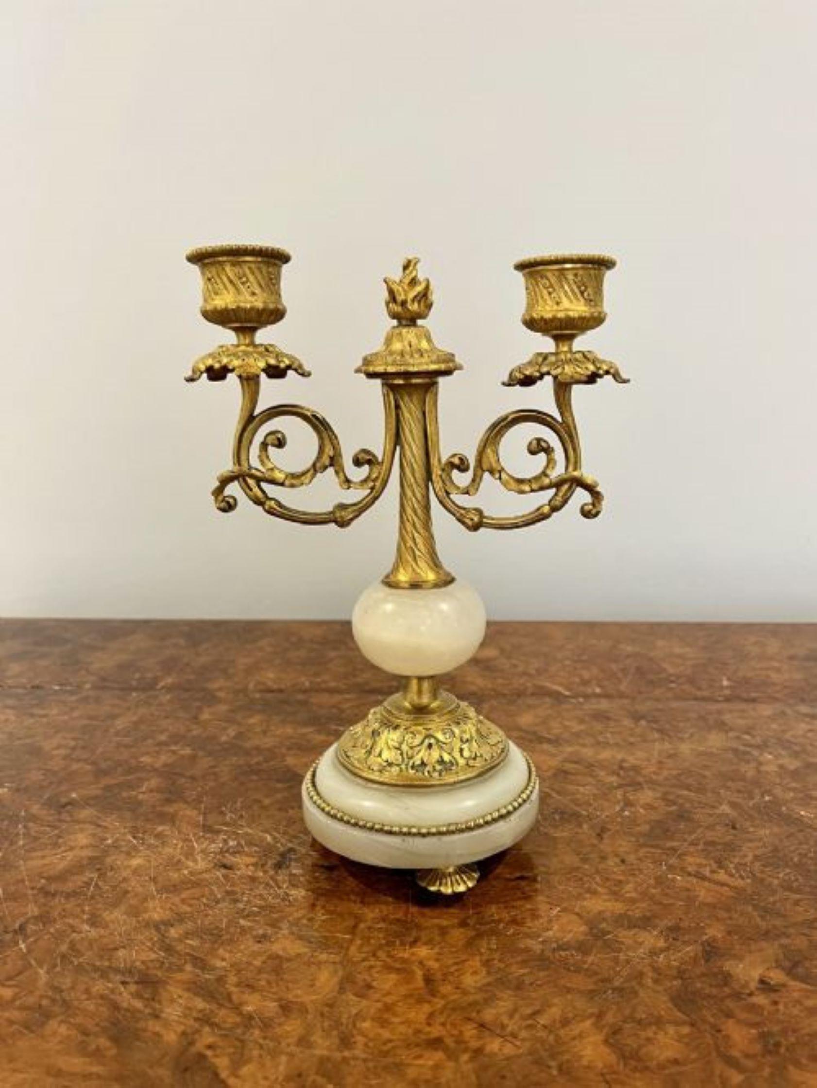 Pair of antique Victorian quality ormolu and marble candelabras  In Good Condition For Sale In Ipswich, GB