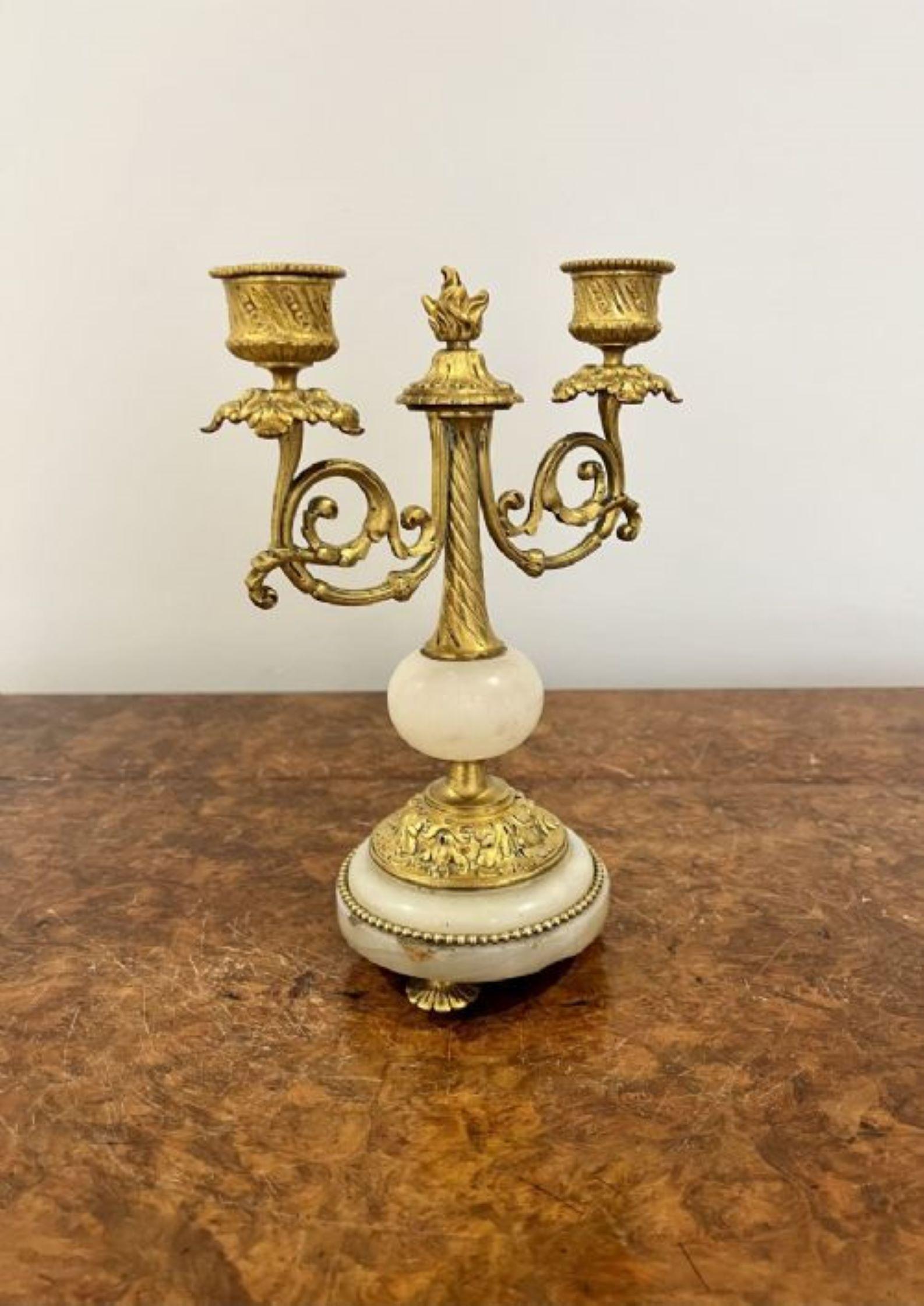 Pair of antique Victorian quality ormolu and marble candelabras  For Sale 1