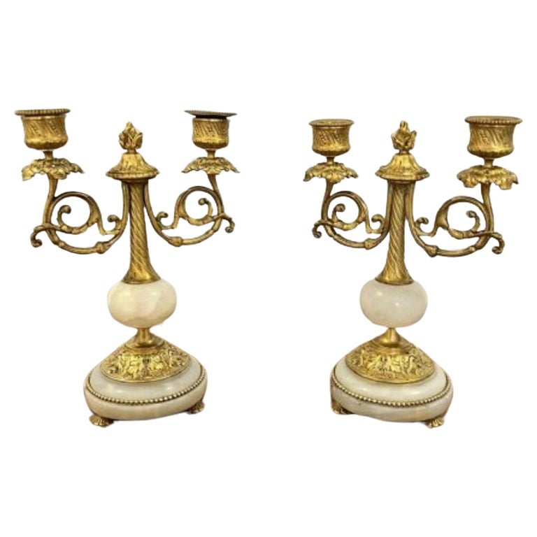 Pair of antique Victorian quality ormolu and marble candelabras For Sale at  1stDibs