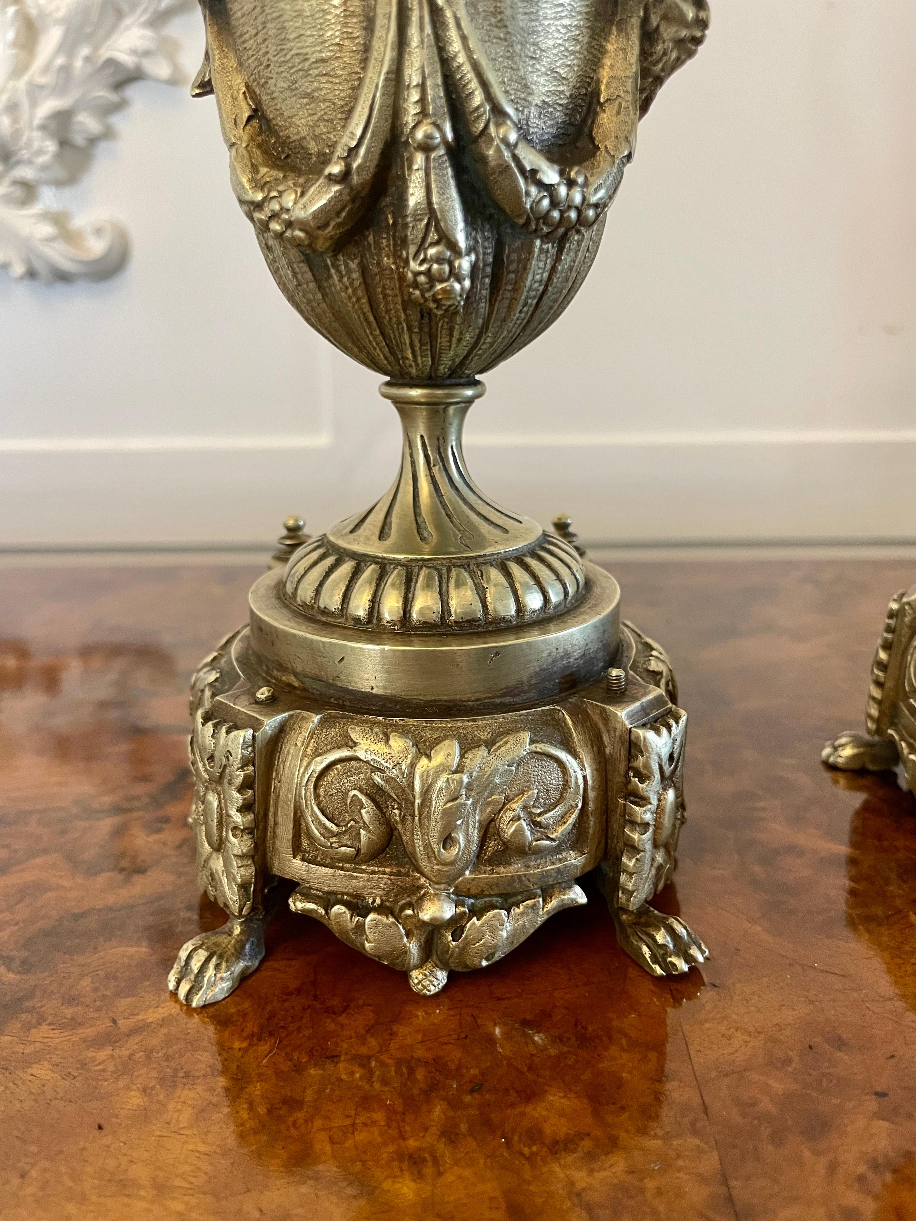 Pair of Antique Victorian Quality Ornate Brass Ewers  In Good Condition For Sale In Suffolk, GB
