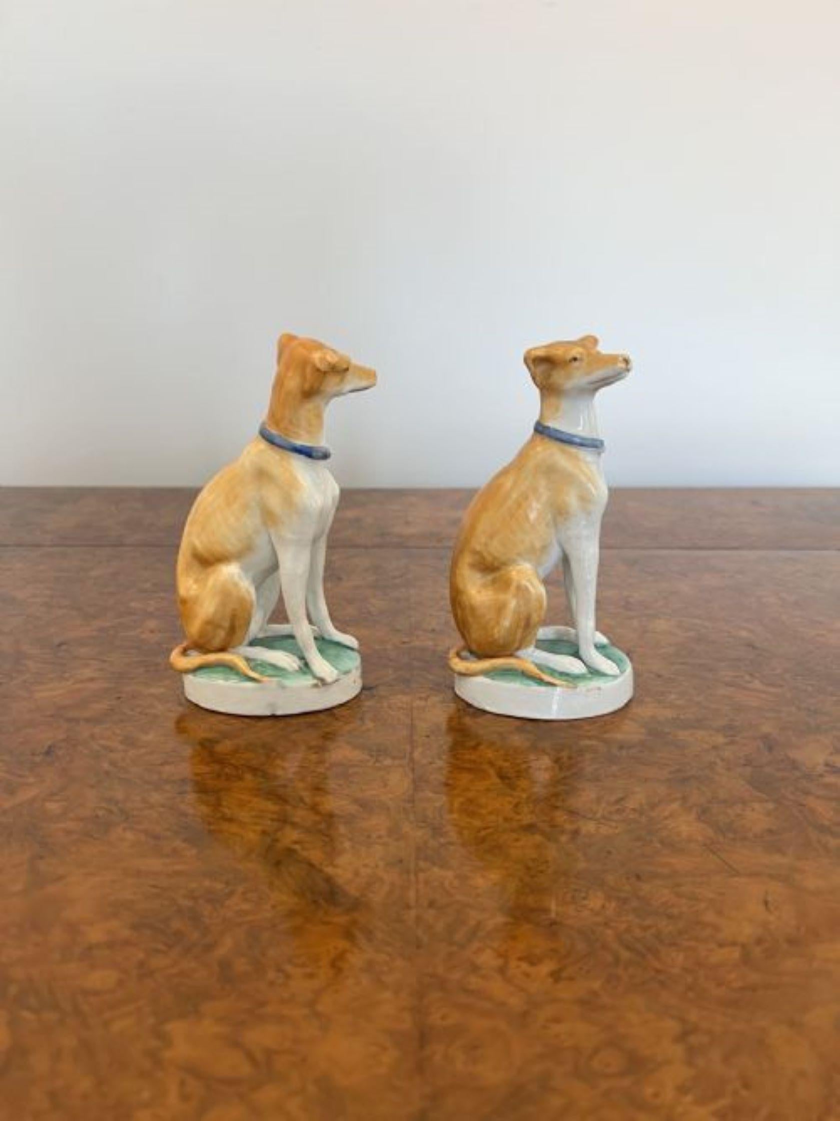 Pair of antique Victorian quality porcelain dogs  In Good Condition For Sale In Ipswich, GB