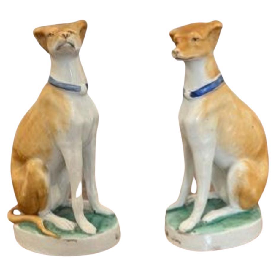 Pair of antique Victorian quality porcelain dogs  For Sale