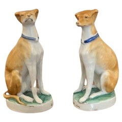 Pair of antique Victorian quality porcelain dogs 