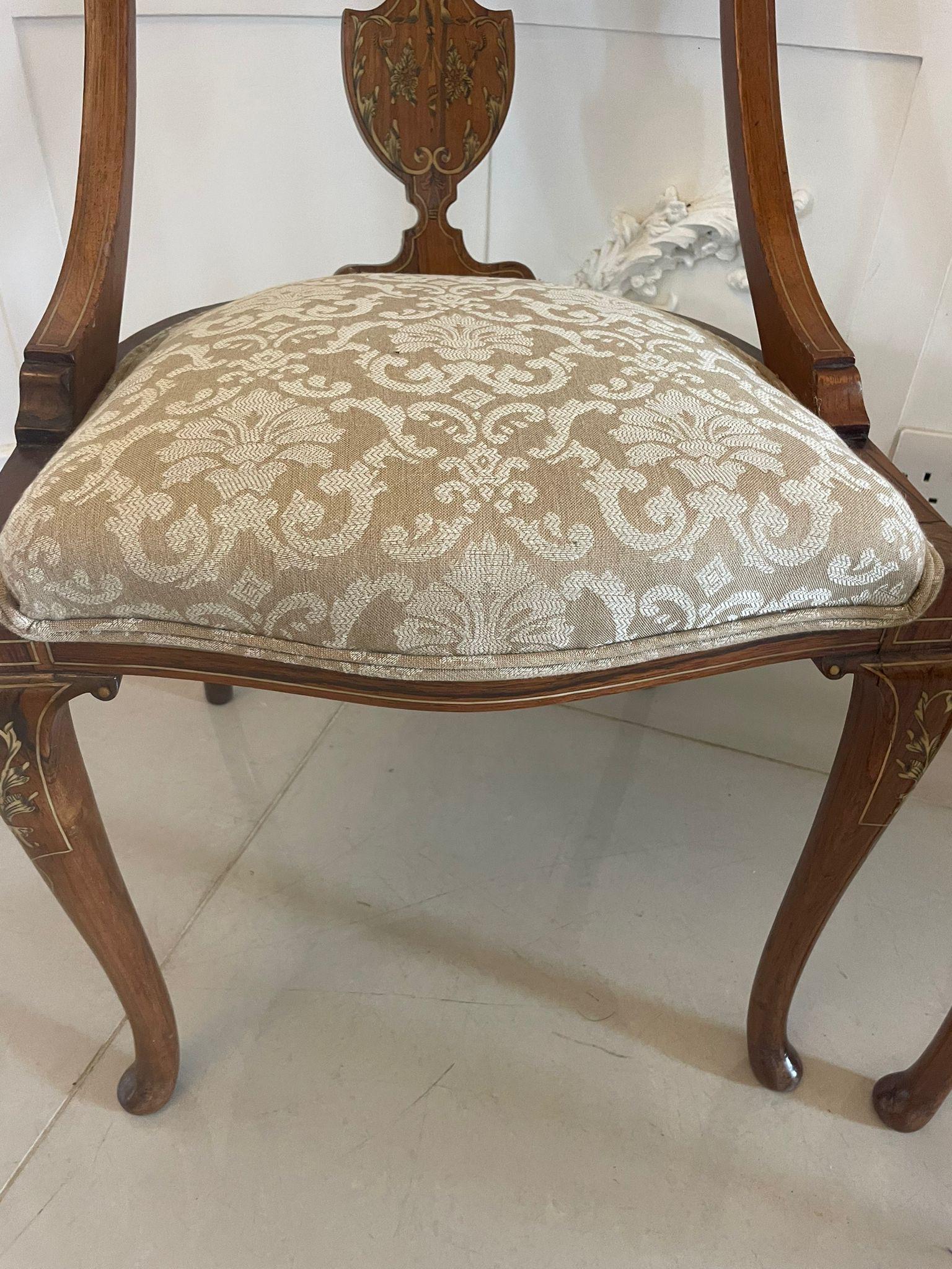 Pair of Antique Victorian Quality Rosewood Inlaid Side Chairs 6