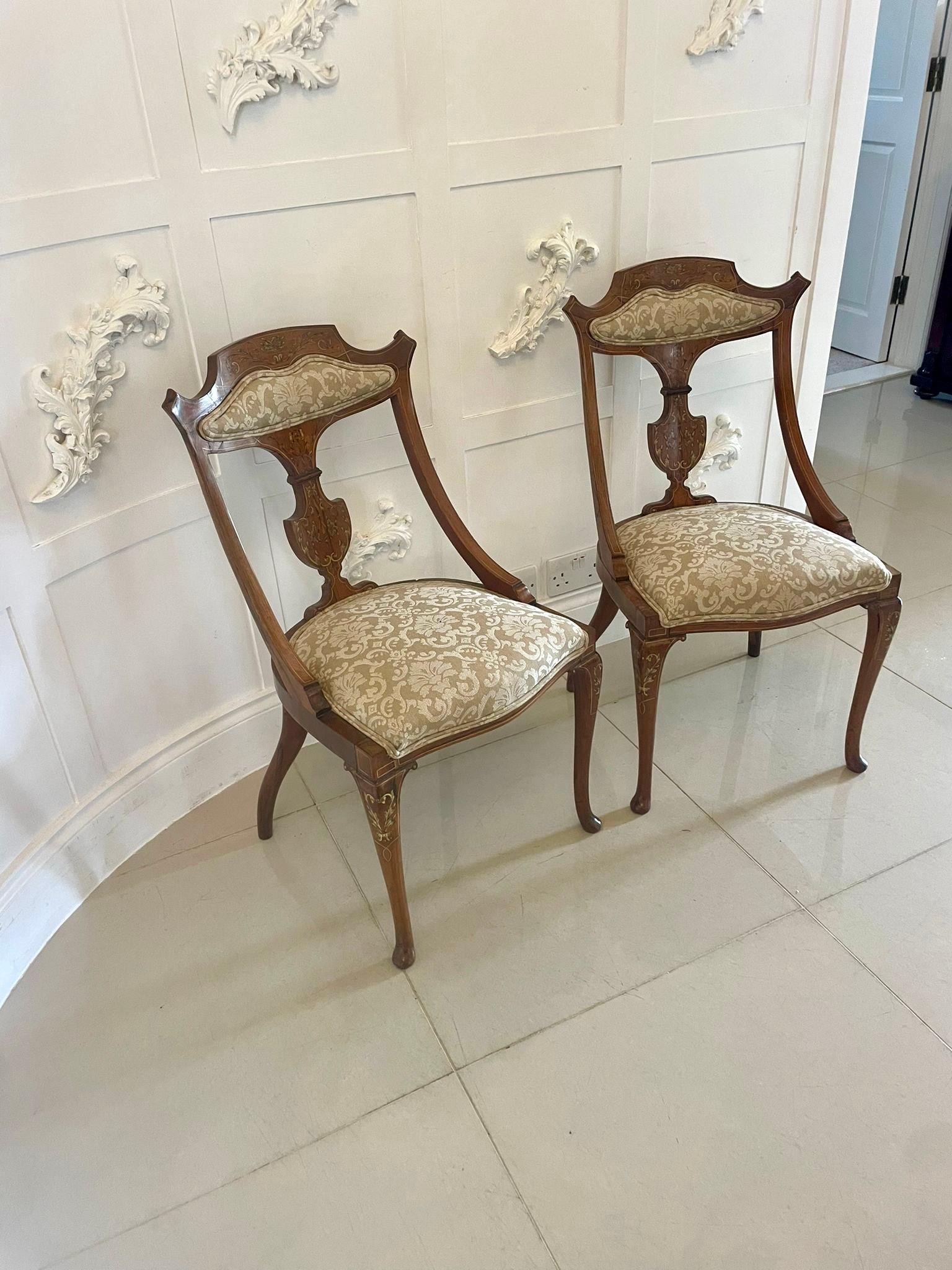 Pair of Antique Victorian Quality Rosewood Inlaid Side Chairs 10