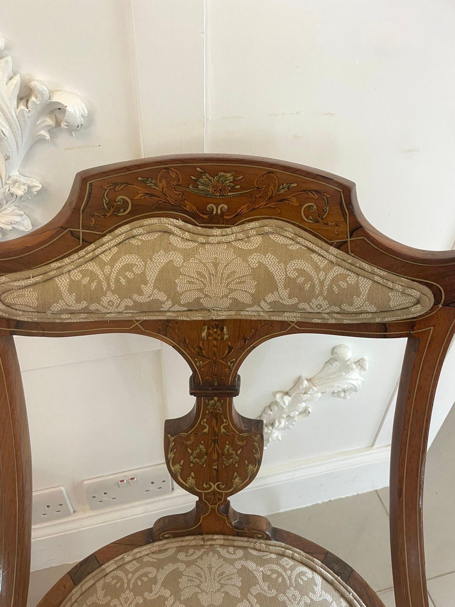 Pair of Antique Victorian Quality Rosewood Inlaid Side Chairs 12