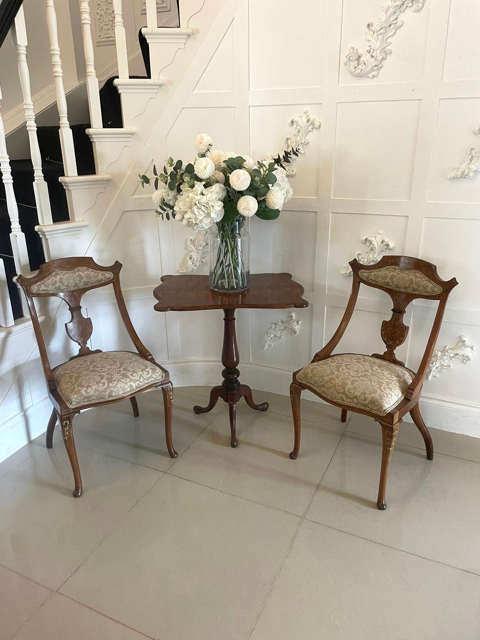 English Pair of Antique Victorian Quality Rosewood Inlaid Side Chairs
