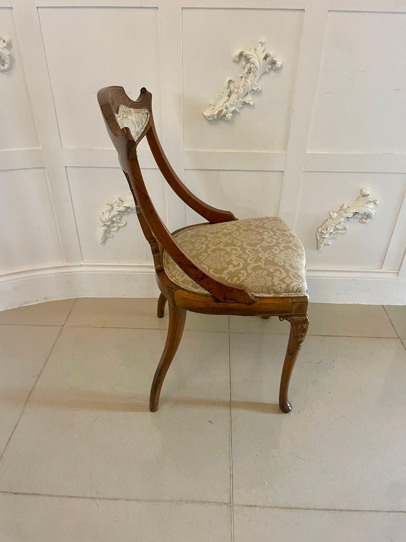 19th Century Pair of Antique Victorian Quality Rosewood Inlaid Side Chairs