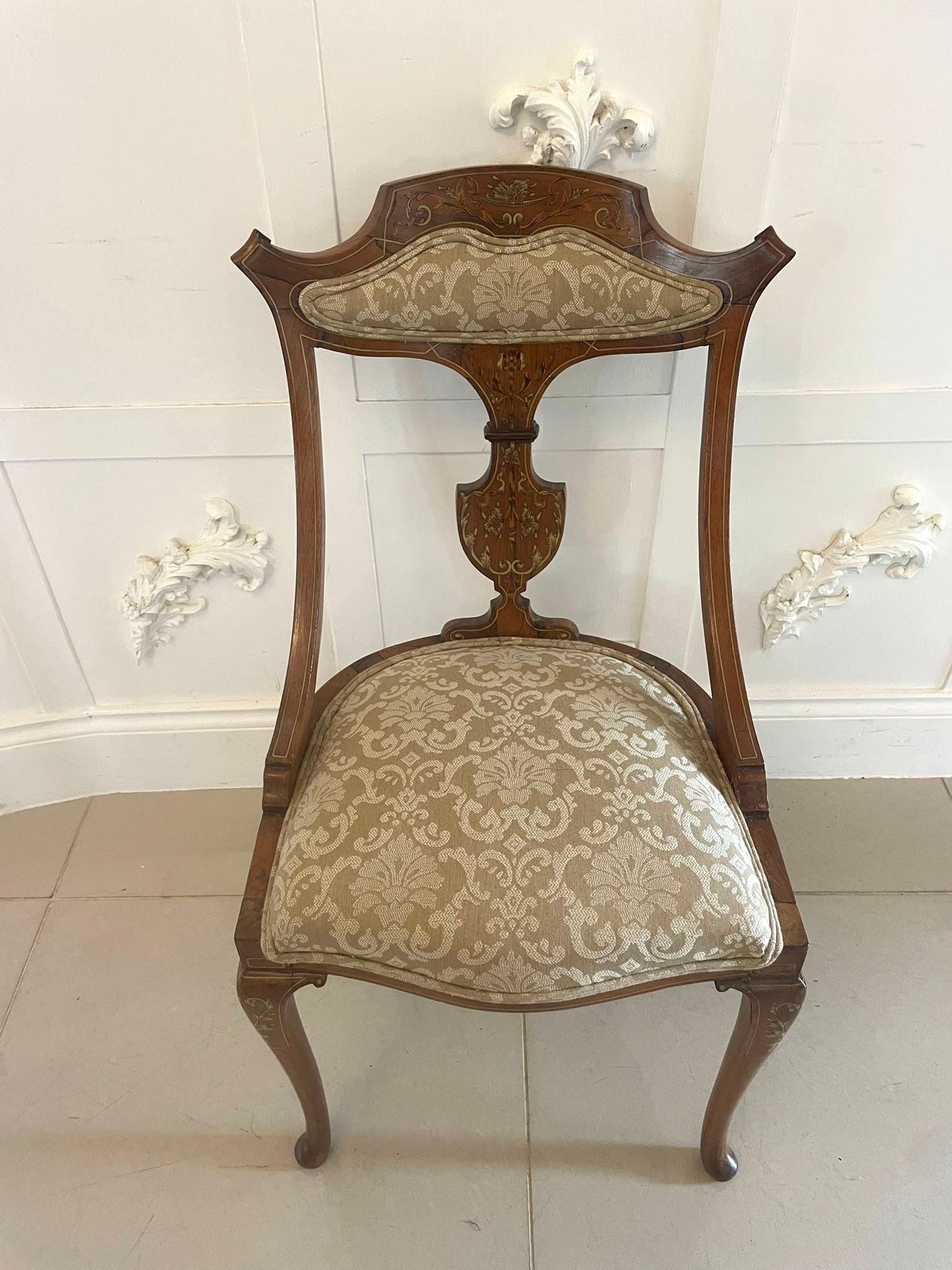 Other Pair of Antique Victorian Quality Rosewood Inlaid Side Chairs