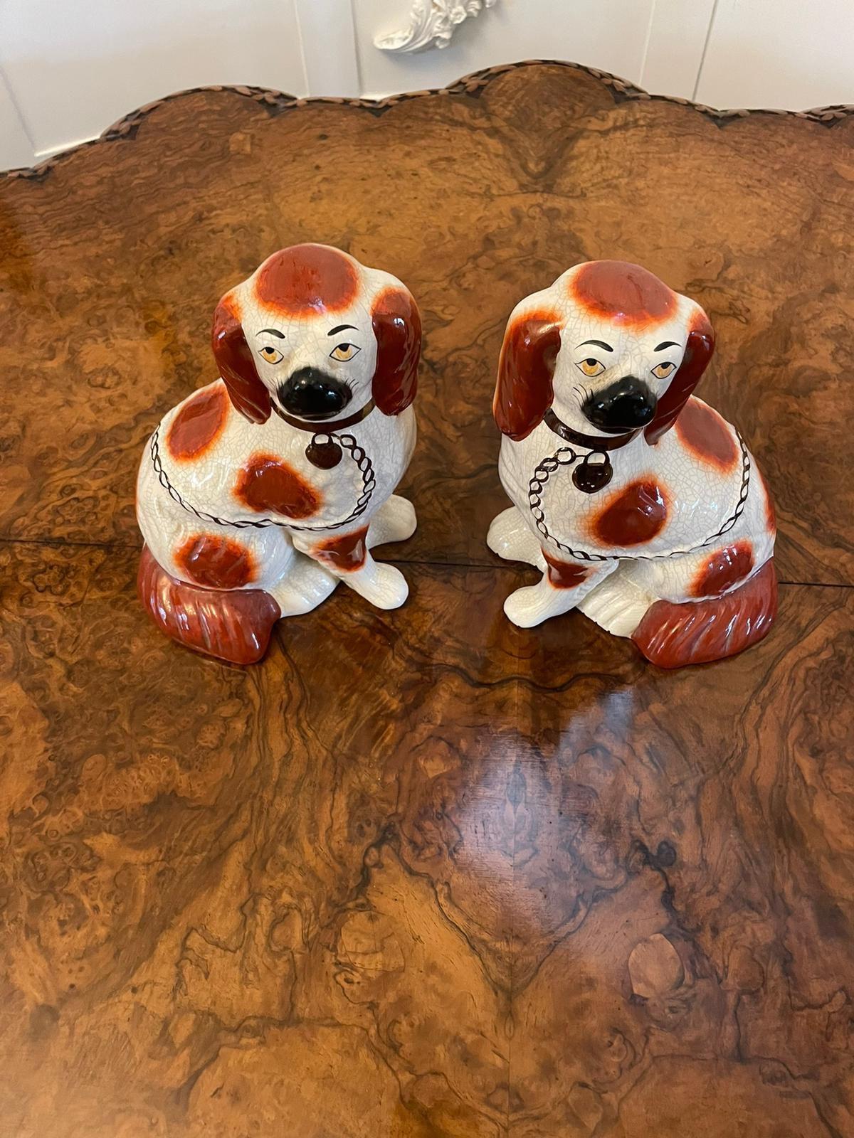 19th Century Pair of Antique Victorian Quality Staffordshire Dogs  For Sale